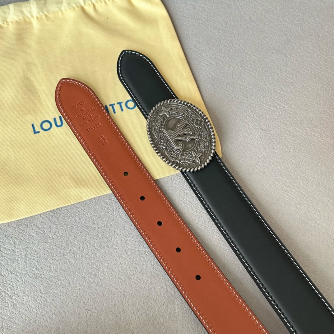 Louis Vuitton Male Basic Belt Cow Leather 35mm