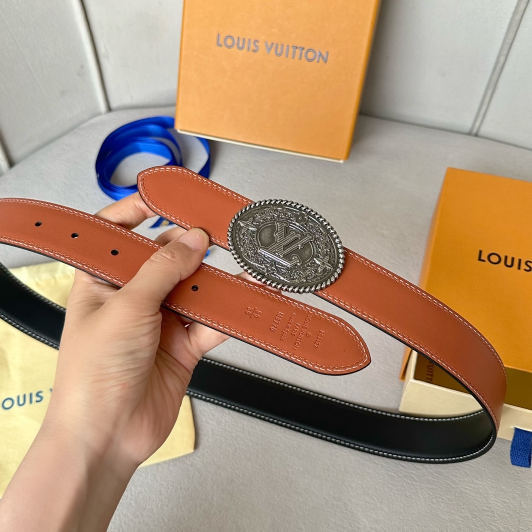 Louis Vuitton Male Basic Belt Cow Leather 35mm