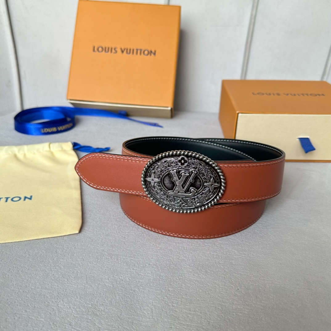 Louis Vuitton Male Basic Belt Cow Leather 35mm