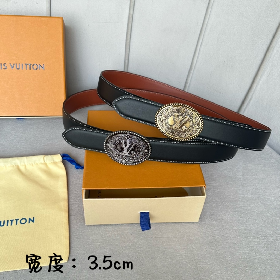 Louis Vuitton Male Basic Belt Cow Leather 35mm