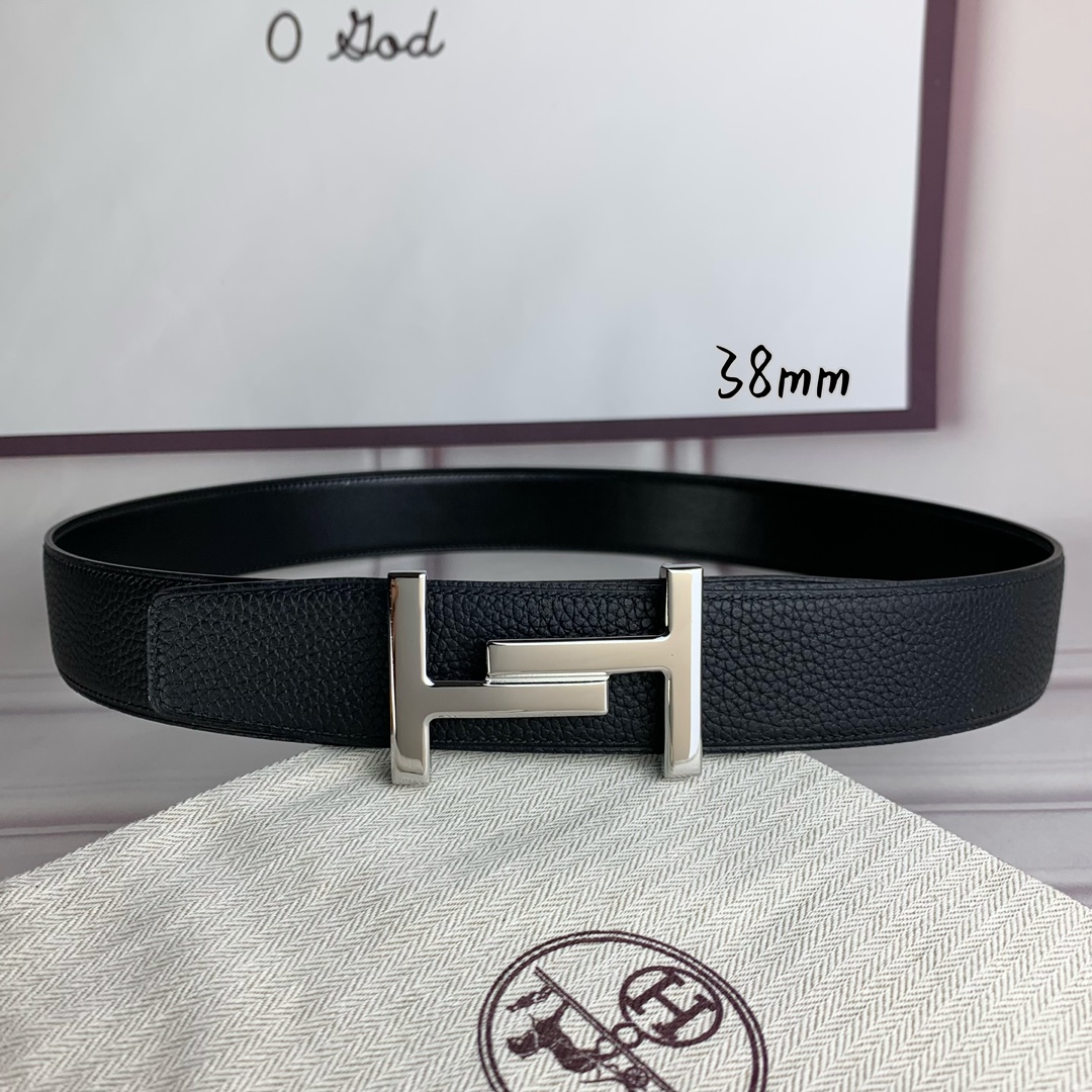 Hermès Basic Belt Top Grain Leather Black 38mm-s-m