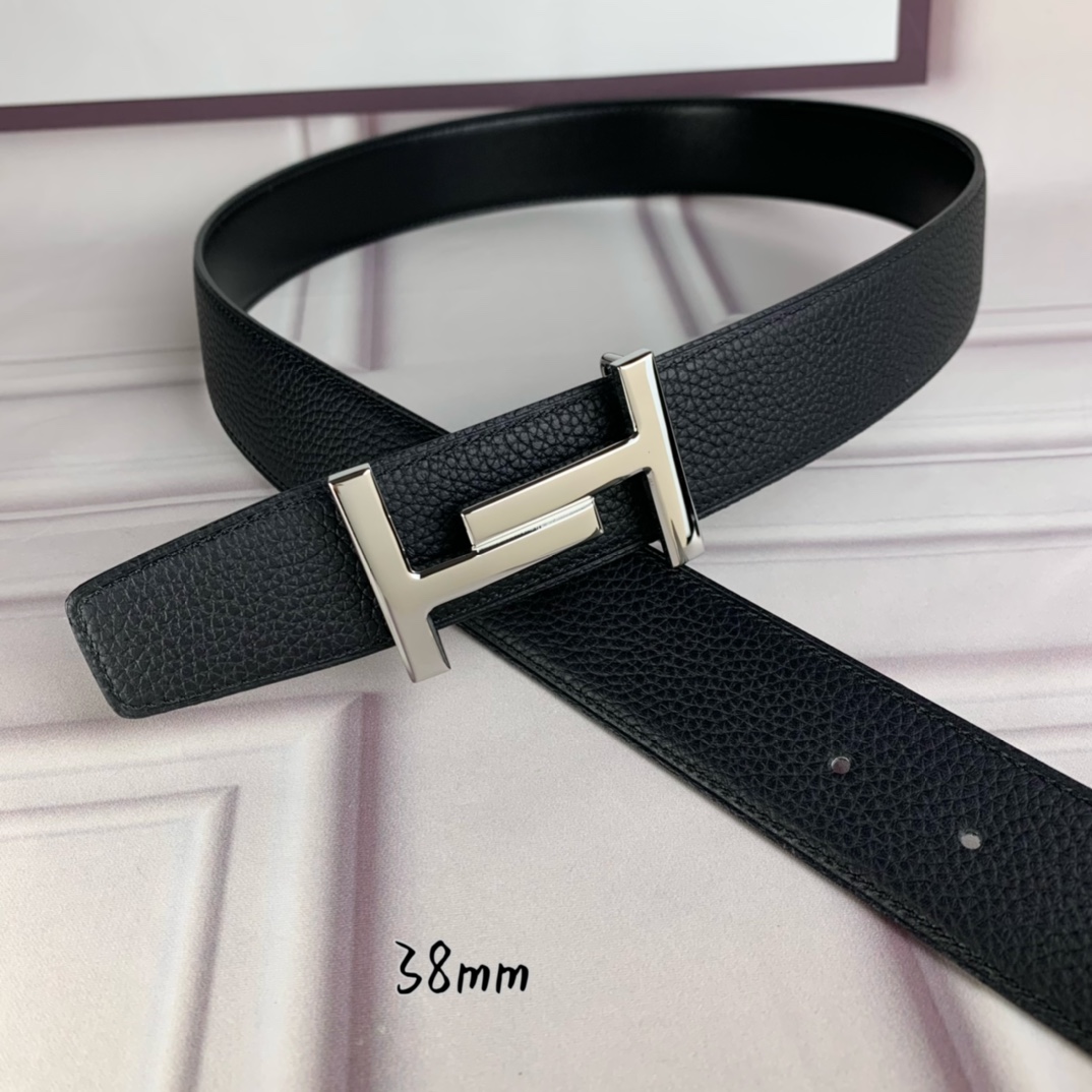Hermès Basic Belt Top Grain Leather Black 38mm-s-m