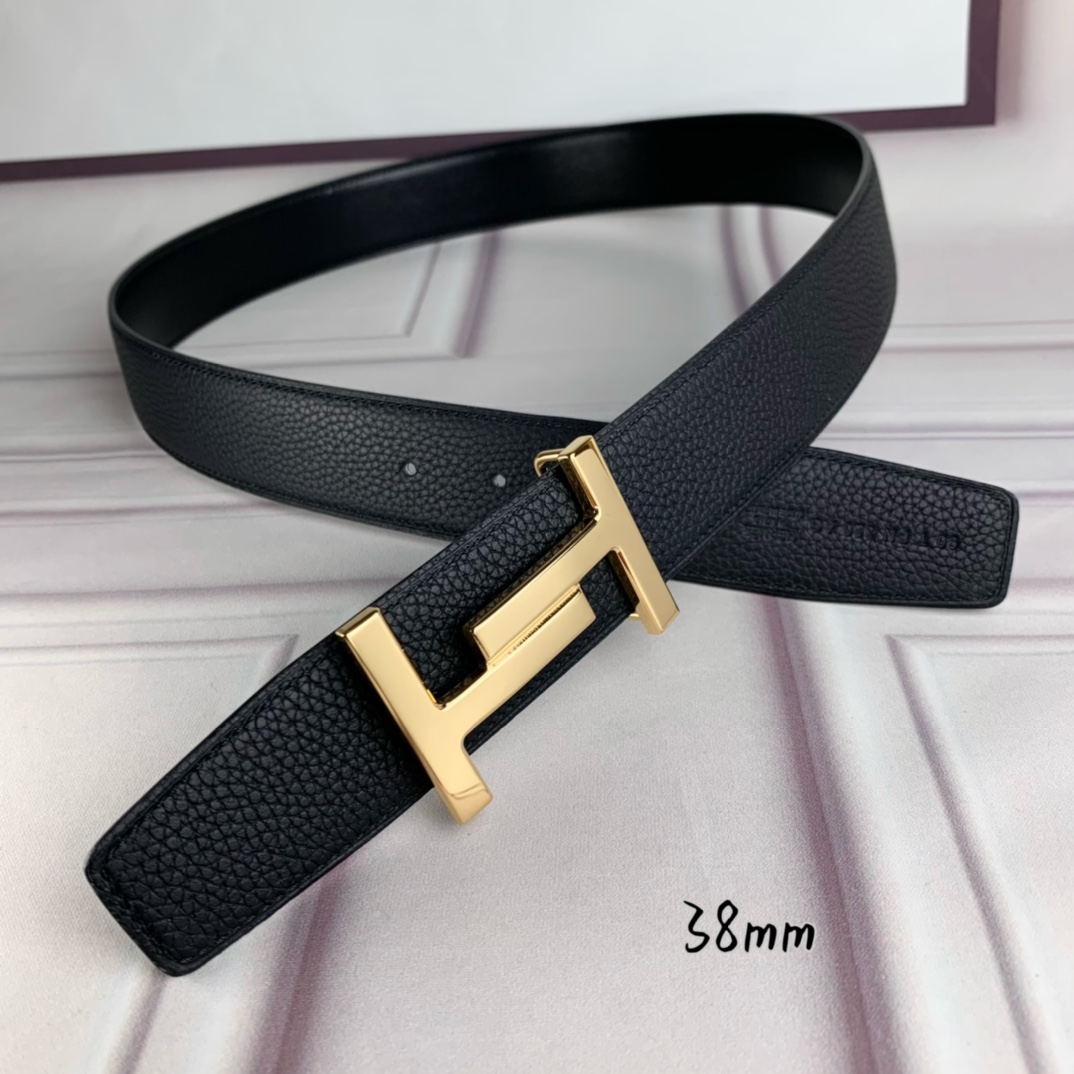 Hermès Basic Belt Top Grain Leather Black 38mm-s-m