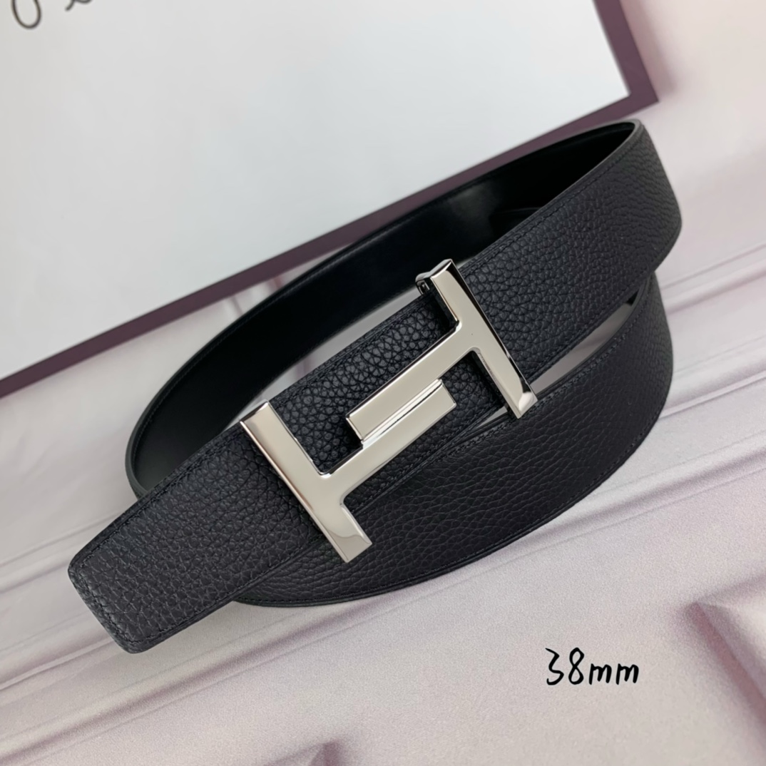 Hermès Basic Belt Top Grain Leather Black 38mm-s-m