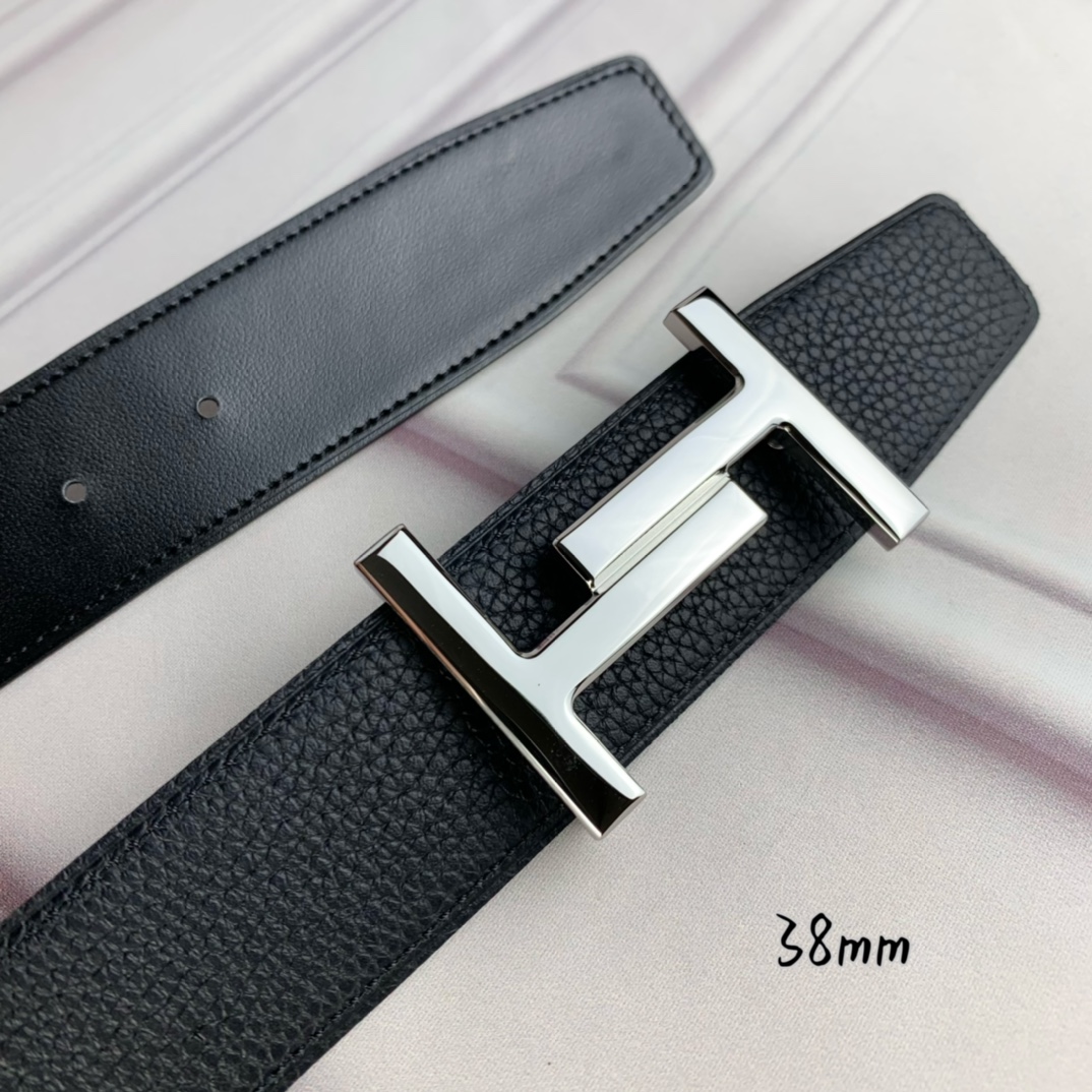 Hermès Basic Belt Top Grain Leather Black 38mm-s-m