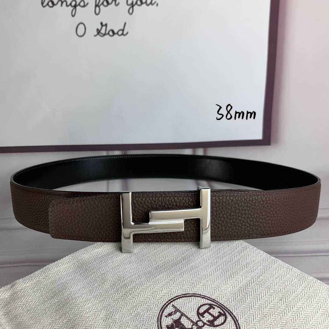 Hermès Basic Belt Top Grain Leather Black 38mm-s-m