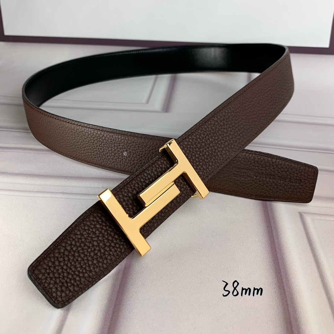 Hermès Basic Belt Top Grain Leather Black 38mm-s-m