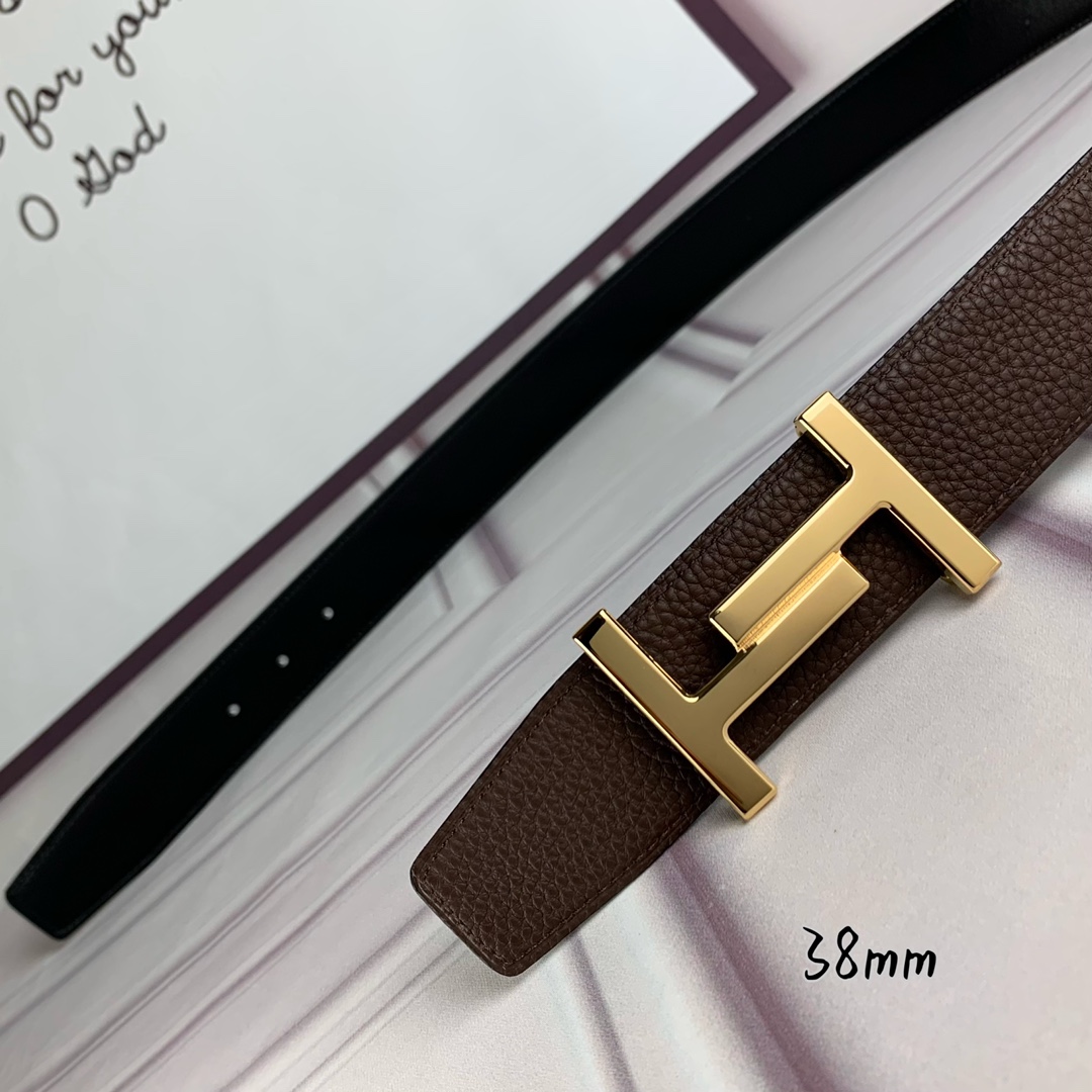 Hermès Basic Belt Top Grain Leather Black 38mm-s-m