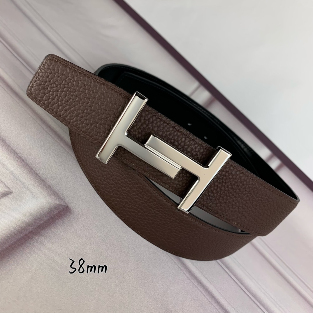 Hermès Basic Belt Top Grain Leather Black 38mm-s-m