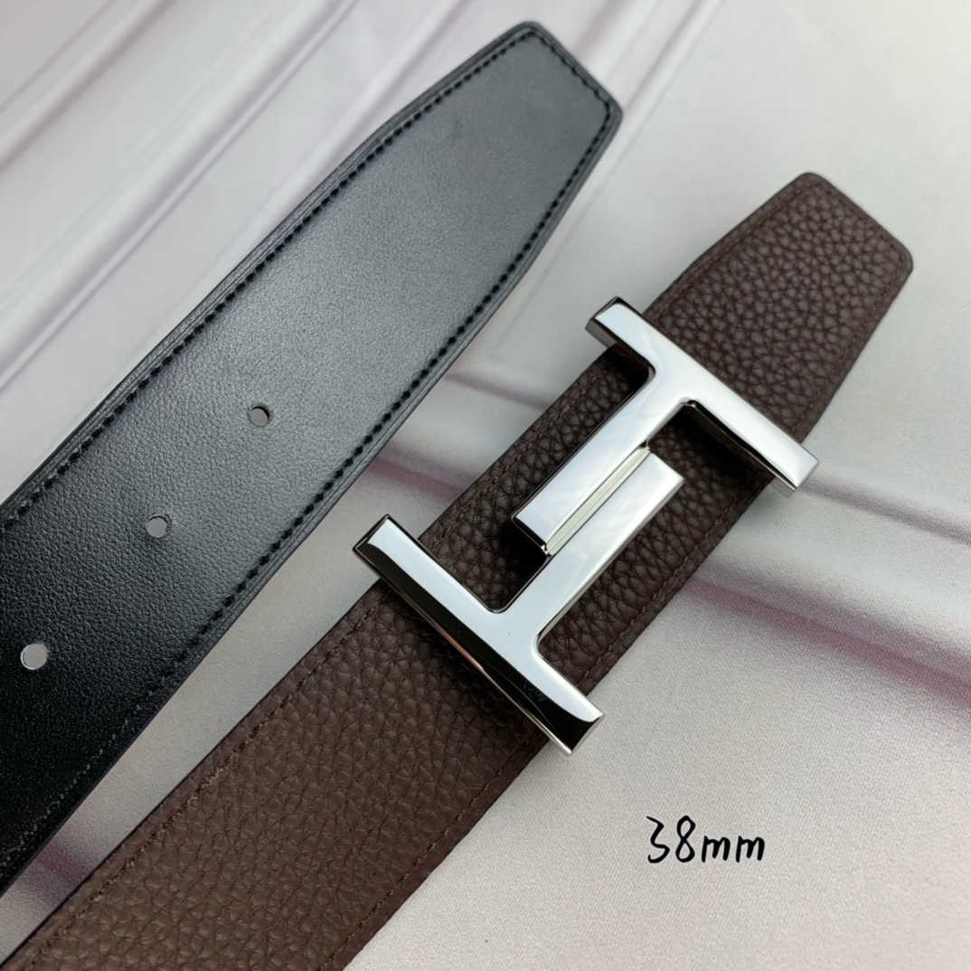 Hermès Basic Belt Top Grain Leather Black 38mm-s-m