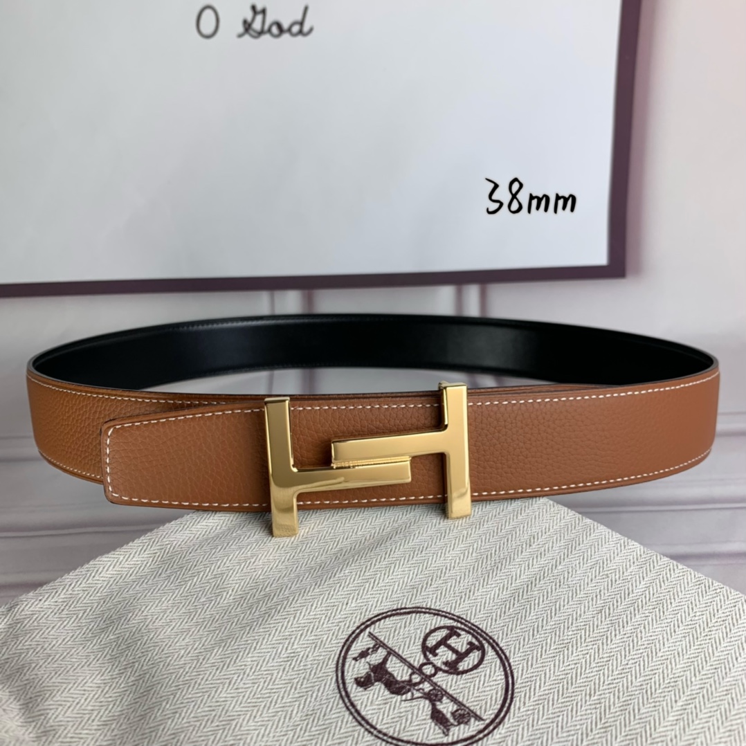 Hermès Basic Belt Top Grain Leather Black 38mm-s-m