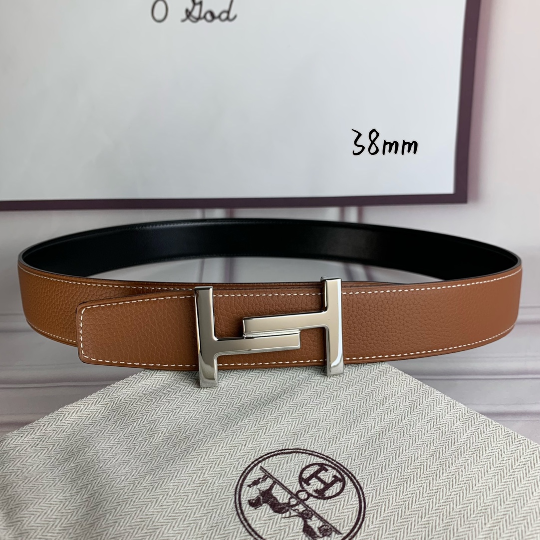 Hermès Basic Belt Top Grain Leather Black 38mm-s-m