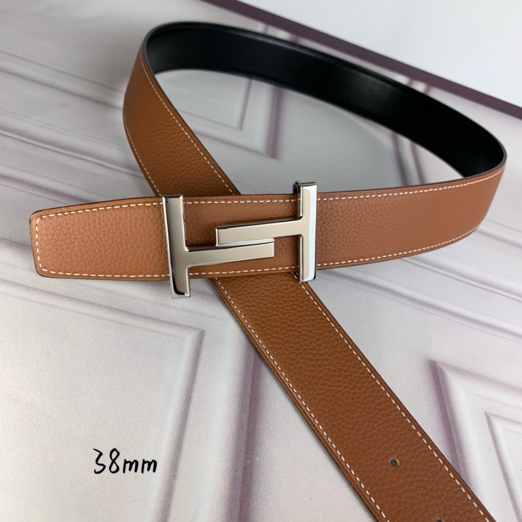Hermès Basic Belt Top Grain Leather Black 38mm-s-m