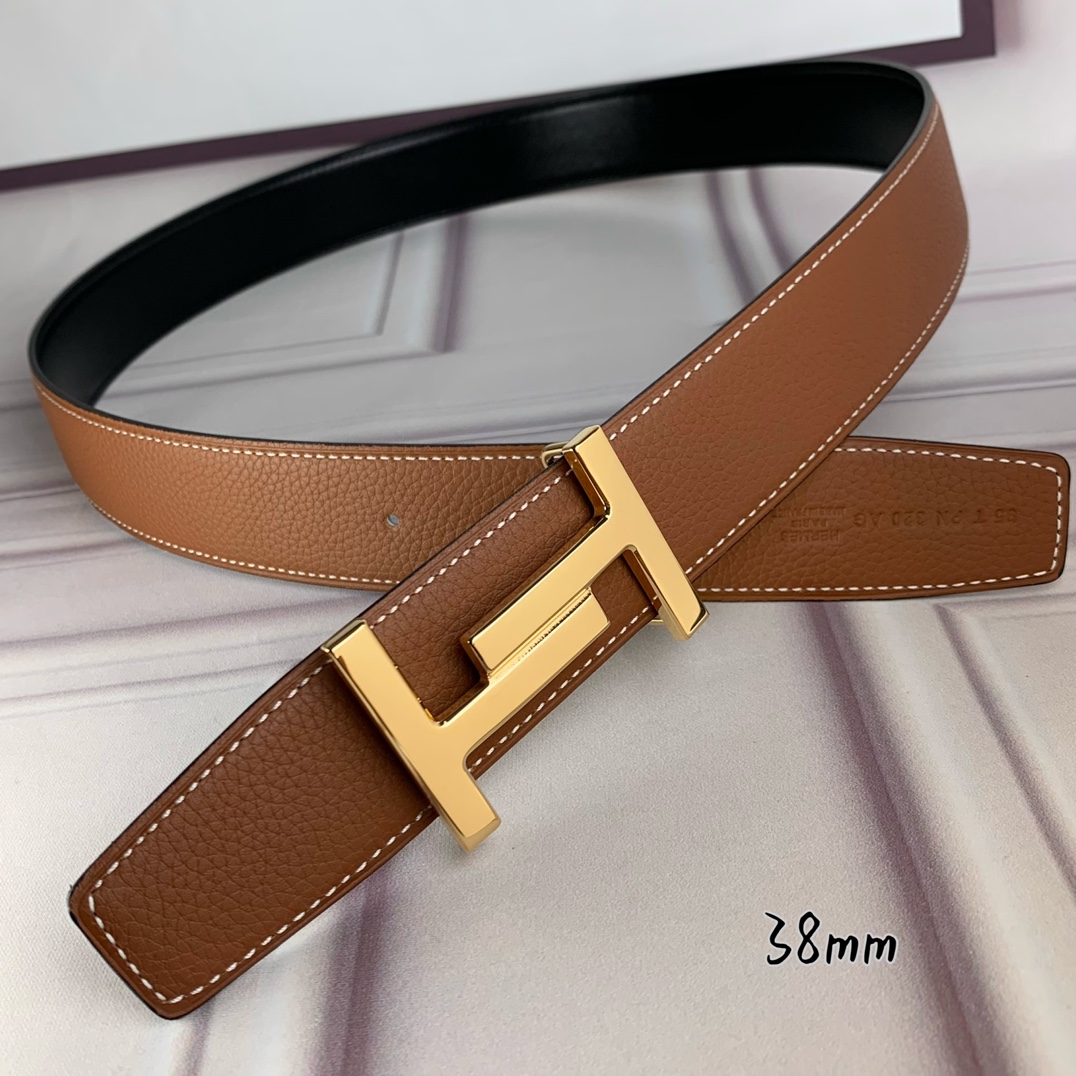 Hermès Basic Belt Top Grain Leather Black 38mm-s-m