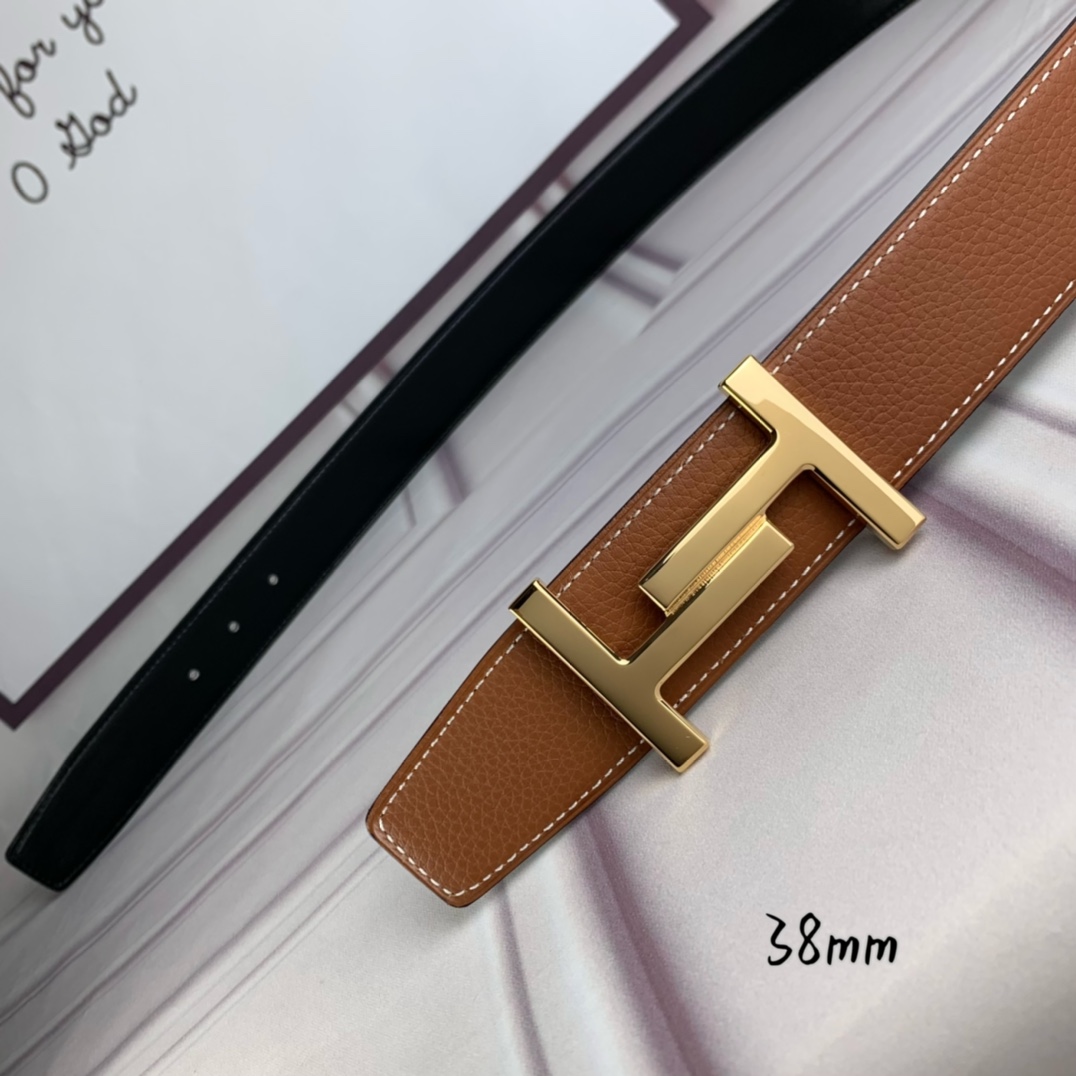 Hermès Basic Belt Top Grain Leather Black 38mm-s-m