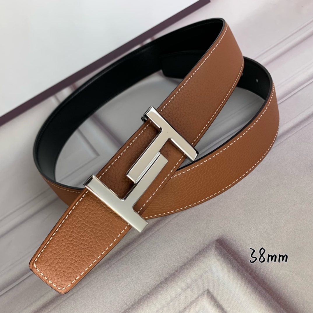 Hermès Basic Belt Top Grain Leather Black 38mm-s-m
