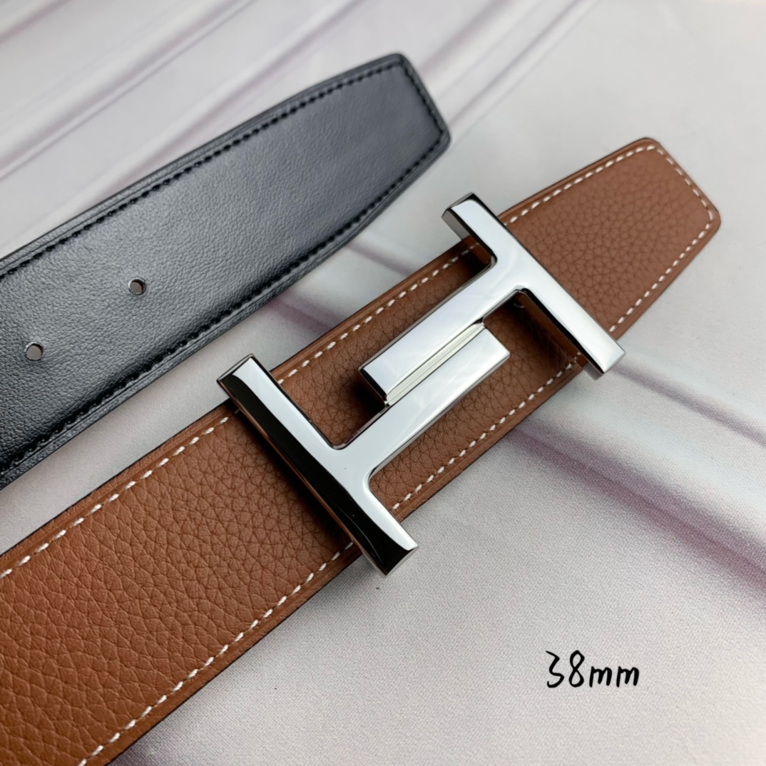Hermès Basic Belt Top Grain Leather Black 38mm-s-m