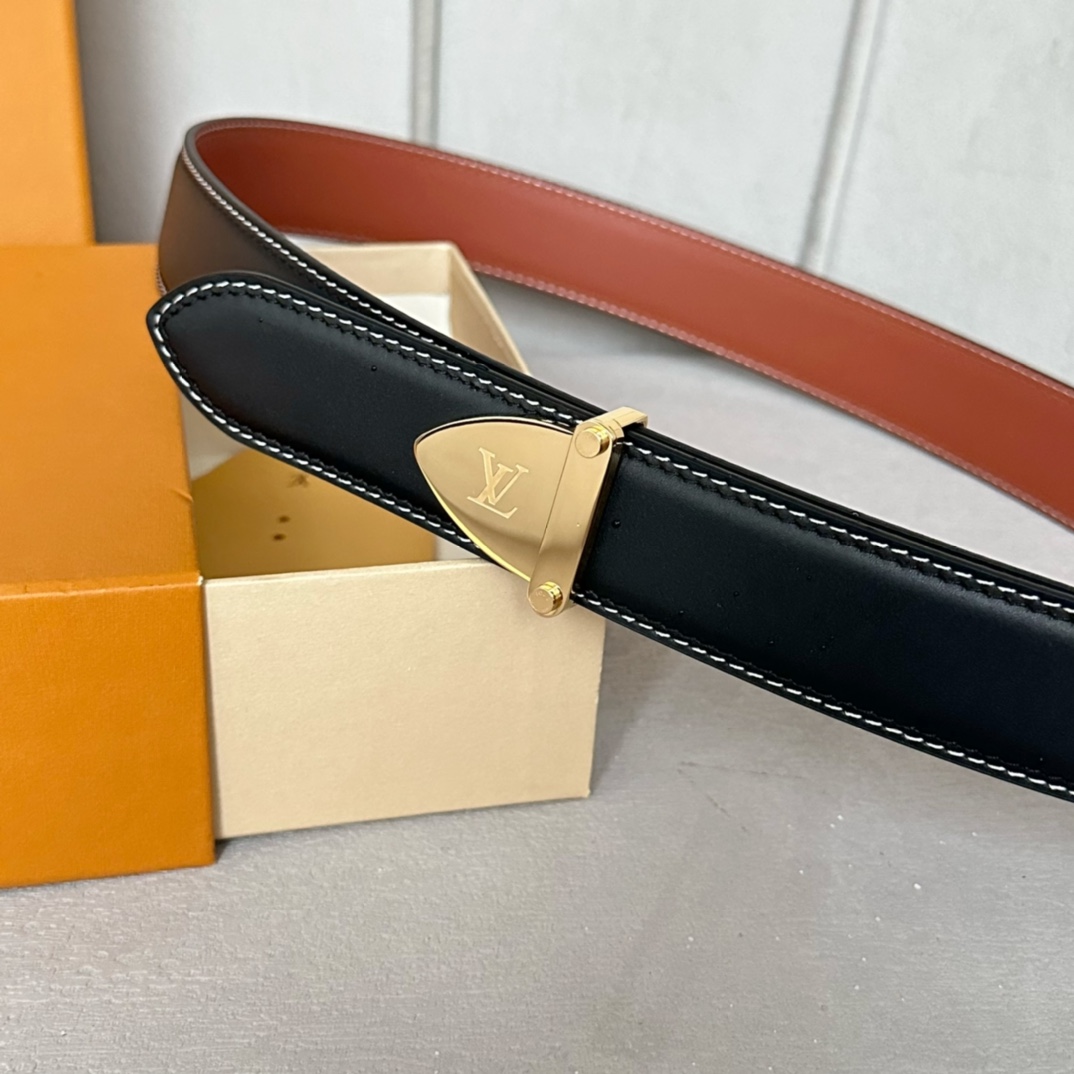Louis Vuitton Male Basic Belt Cow Leather 35mm