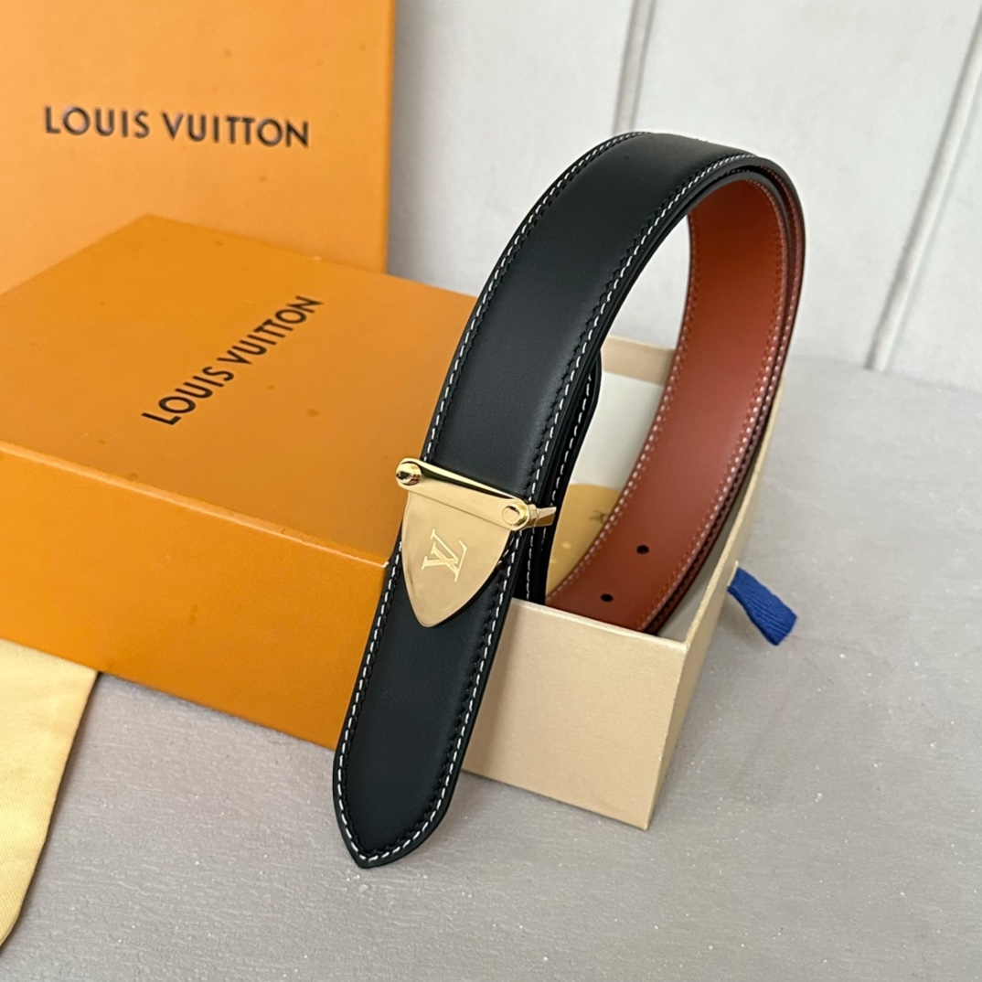 Louis Vuitton Male Basic Belt Cow Leather 35mm