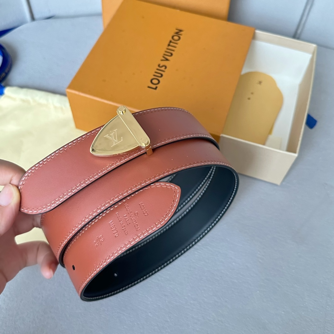 Louis Vuitton Male Basic Belt Cow Leather 35mm