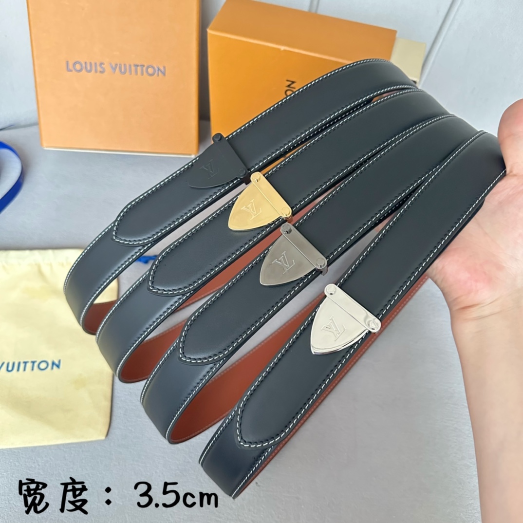 Louis Vuitton Male Basic Belt Cow Leather 35mm