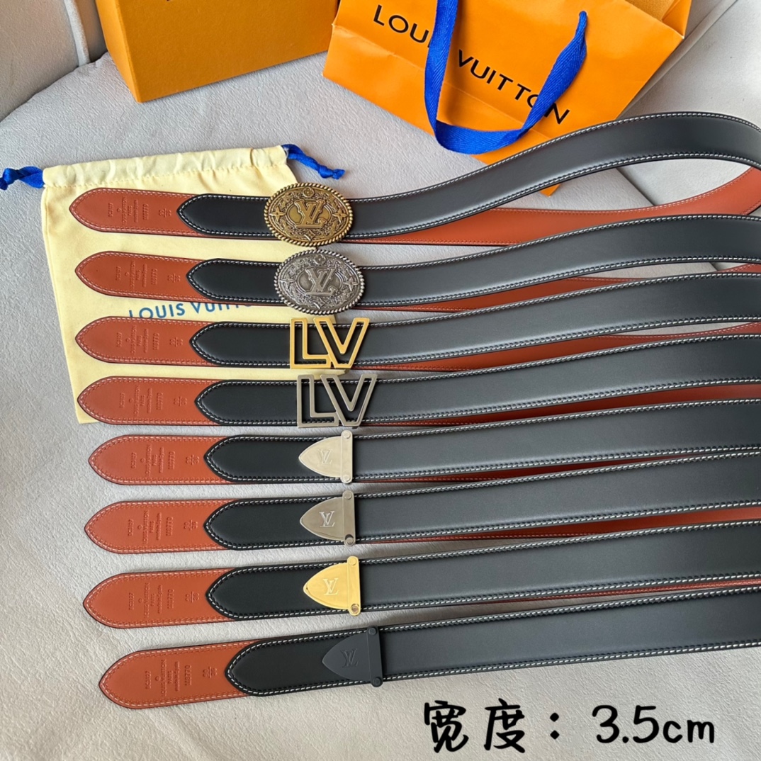 Louis Vuitton Male Basic Belt Cow Leather 35mm