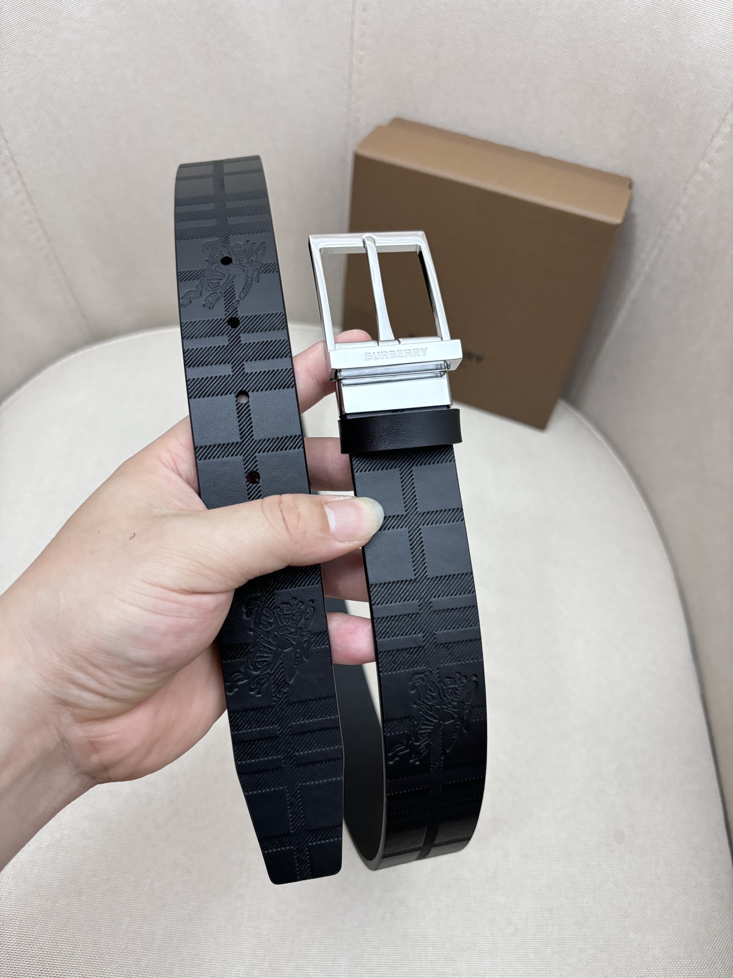 Burberry Male Leather Belt Top Grain Leather M