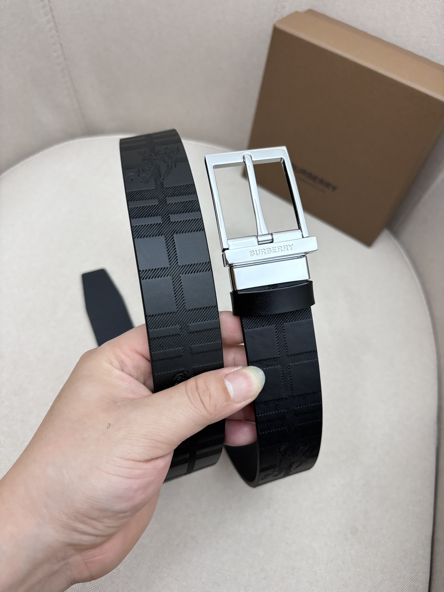 Burberry Male Leather Belt Top Grain Leather M