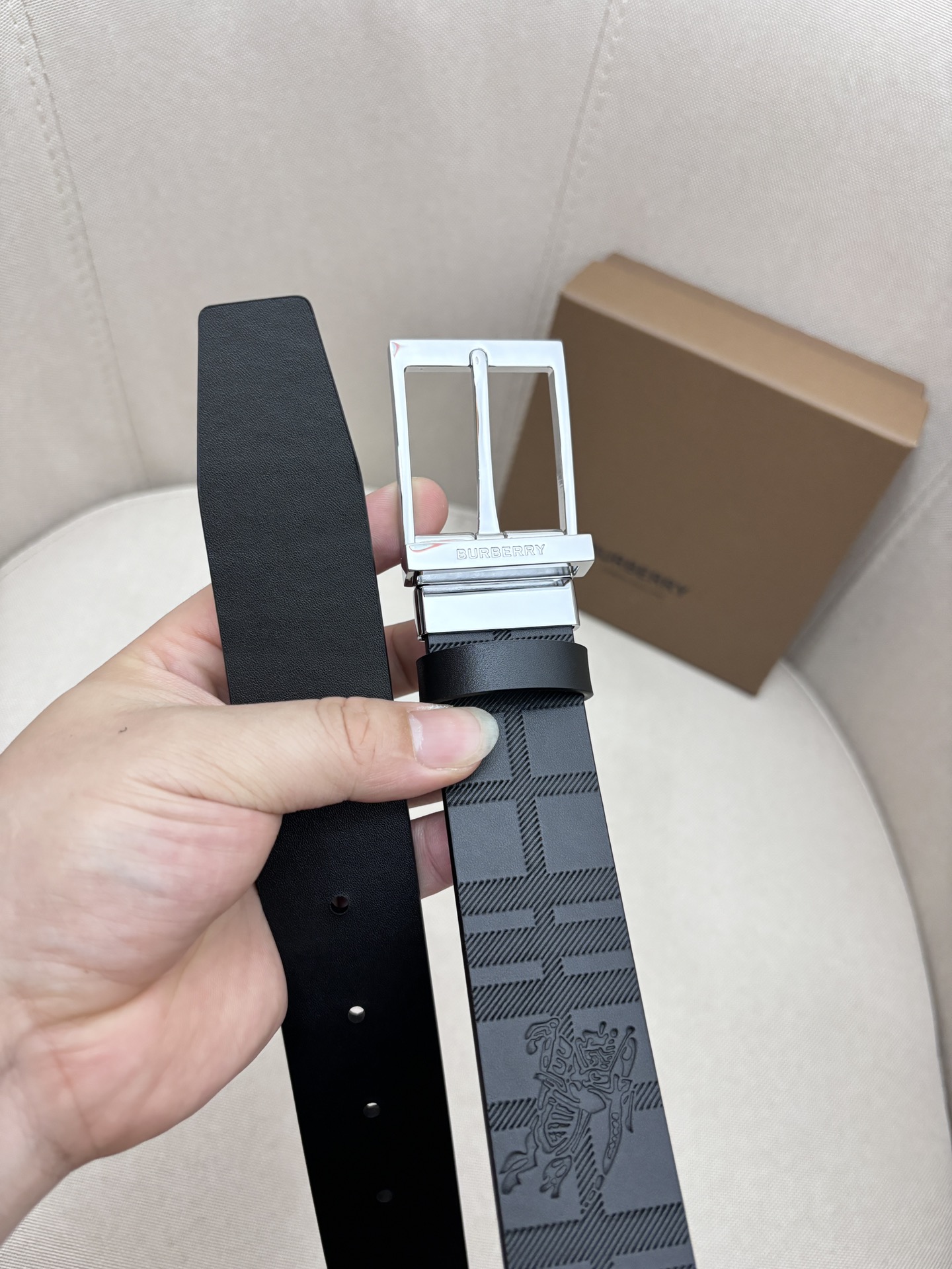 Burberry Male Leather Belt Top Grain Leather M