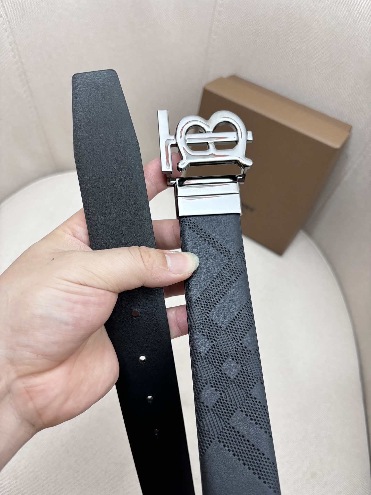 Burberry Male Leather Belt Top Grain Leather M