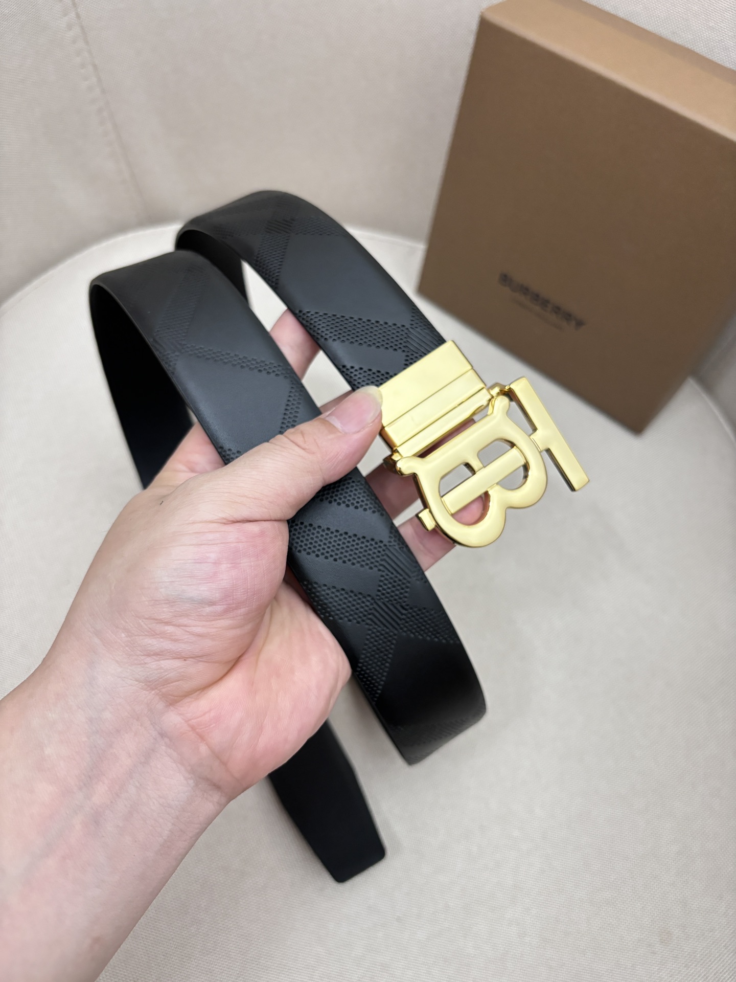 Burberry Male Leather Belt Top Grain Leather M