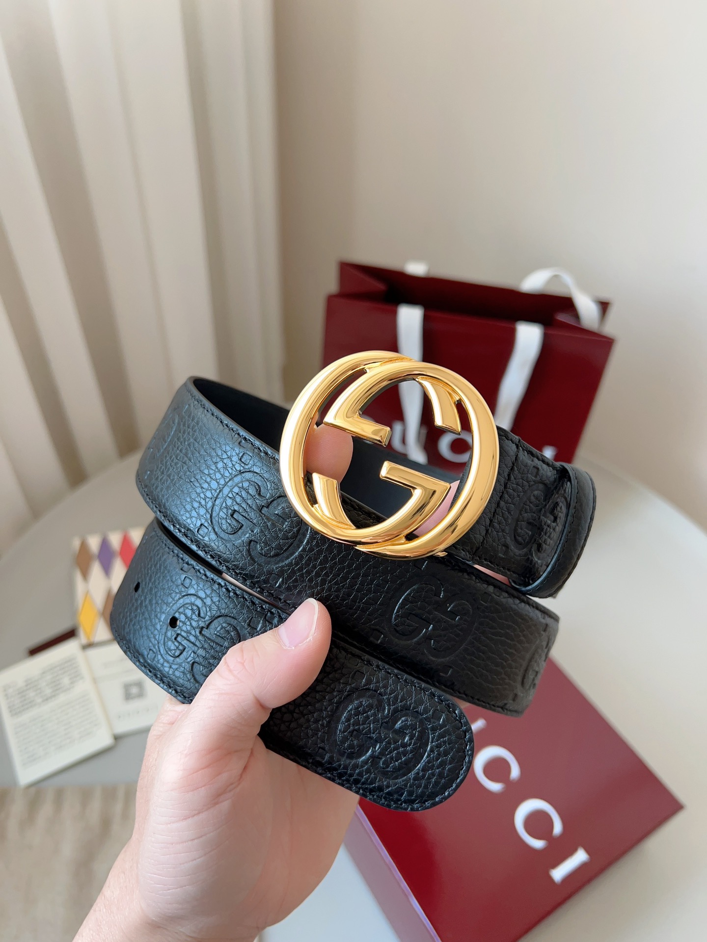 Gucci Basic Belt Cow Leather Brown M