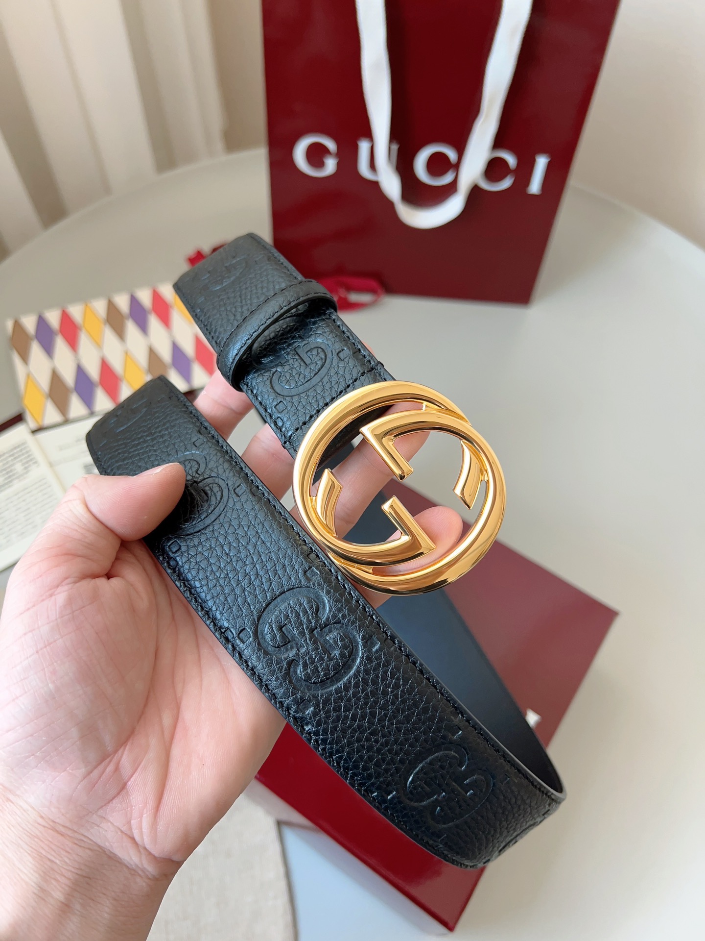 Gucci Basic Belt Cow Leather Brown M