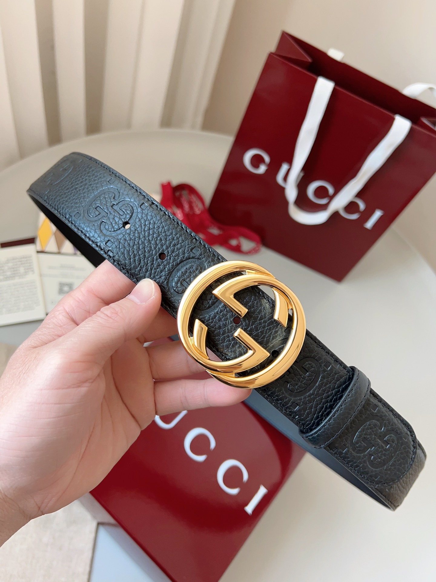 Gucci Basic Belt Cow Leather Brown M