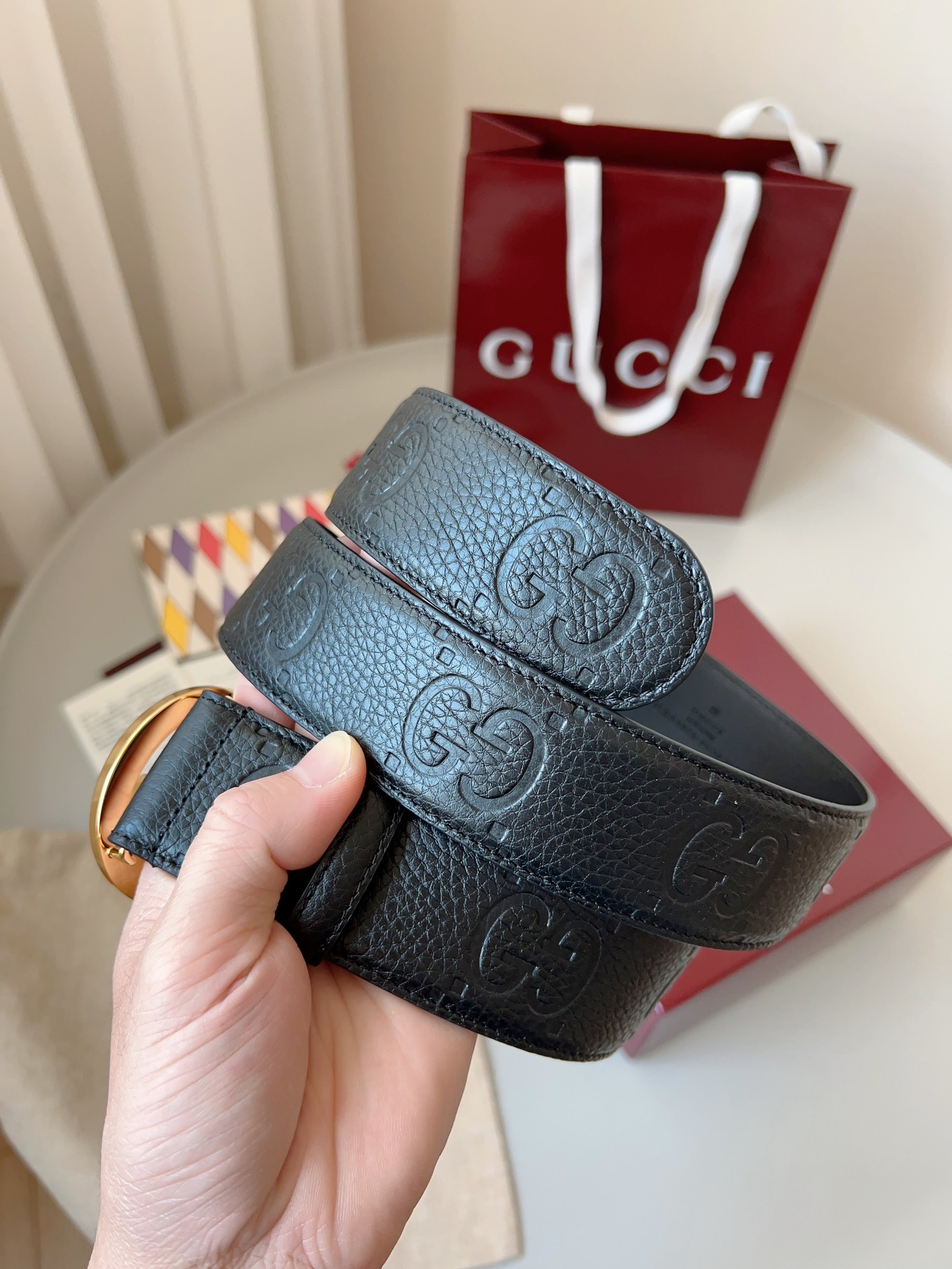 Gucci Basic Belt Cow Leather Brown M