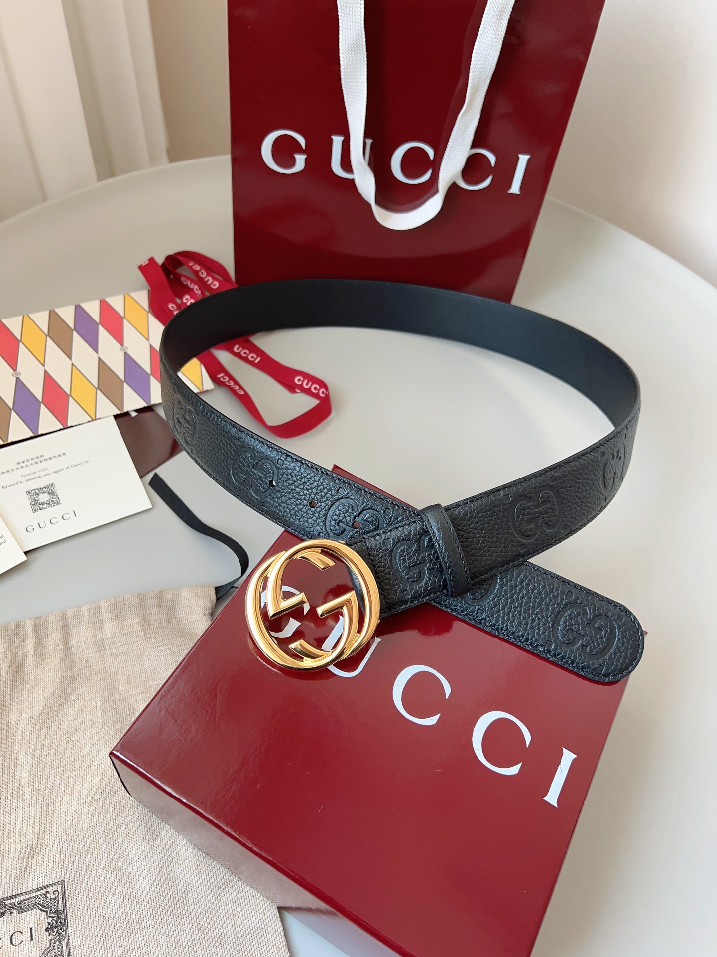 Gucci Basic Belt Cow Leather Brown M