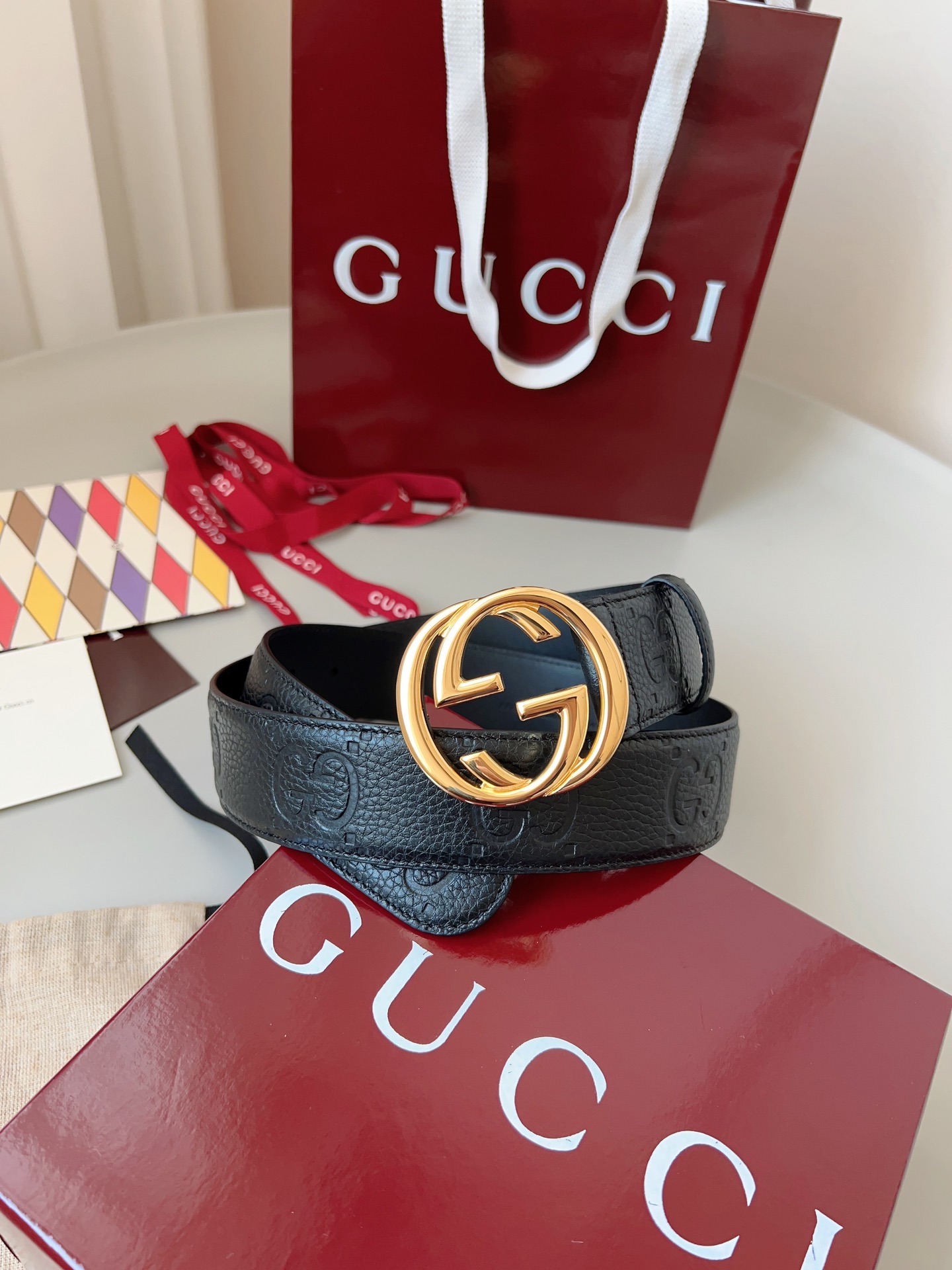 Gucci Basic Belt Cow Leather Brown M