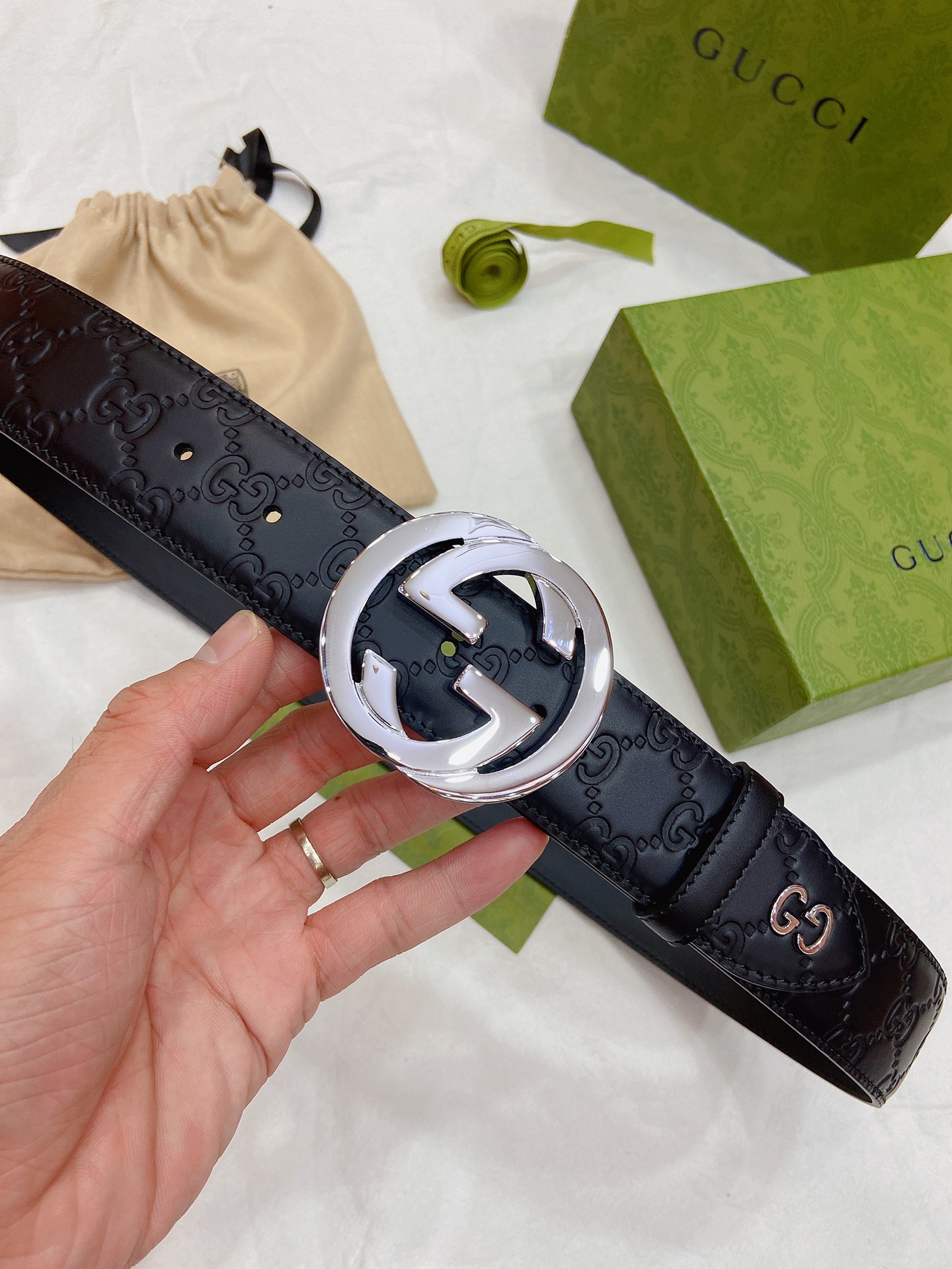 Gucci Male Leather Belt Top Grain Leather