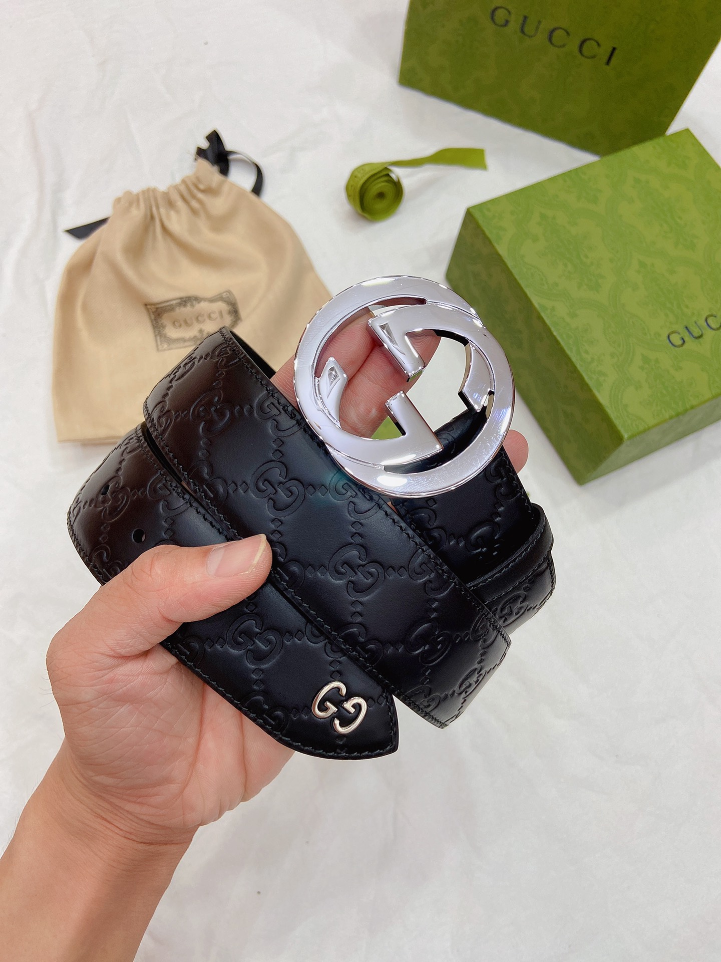 Gucci Male Leather Belt Top Grain Leather