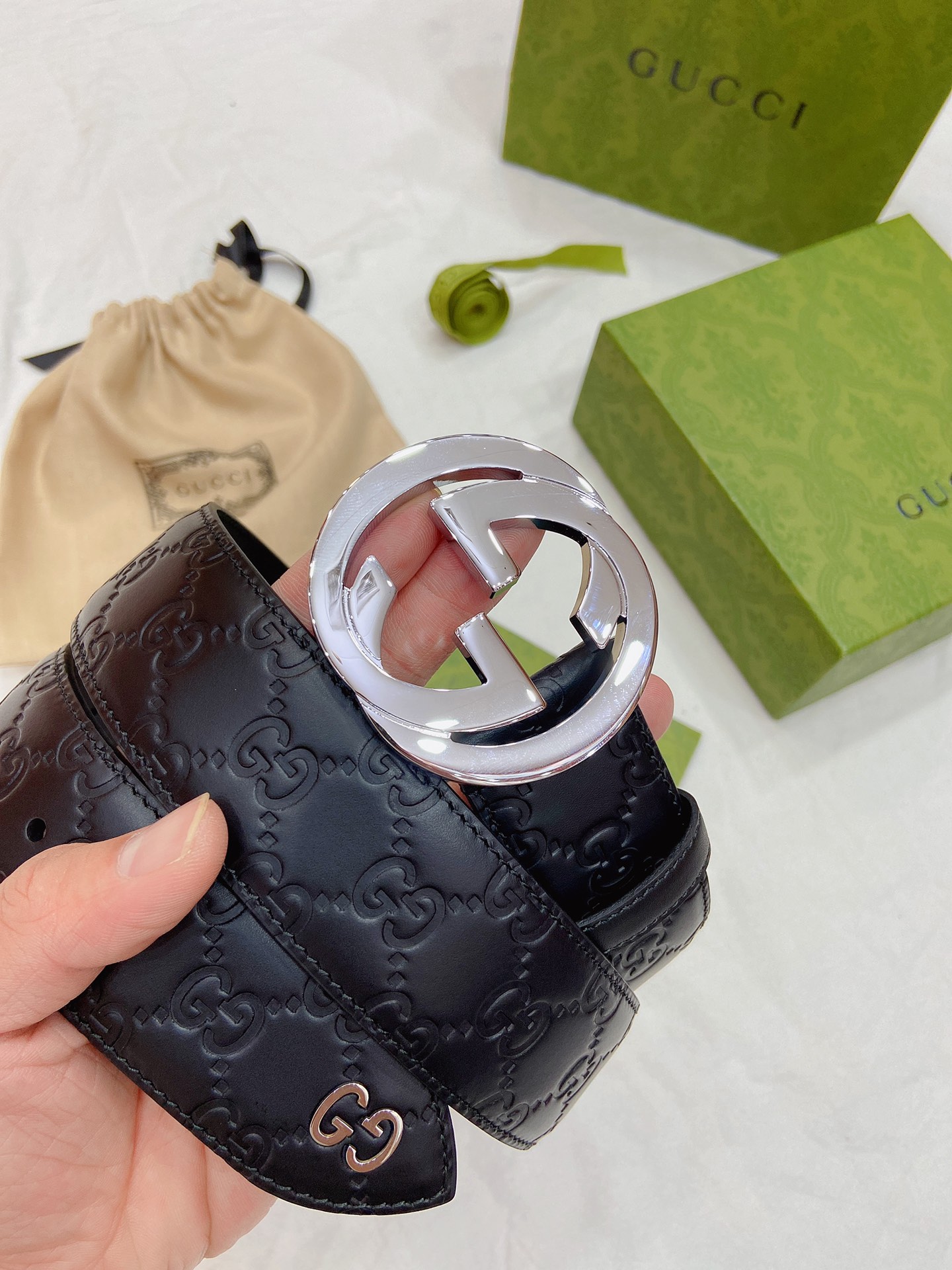 Gucci Male Leather Belt Top Grain Leather