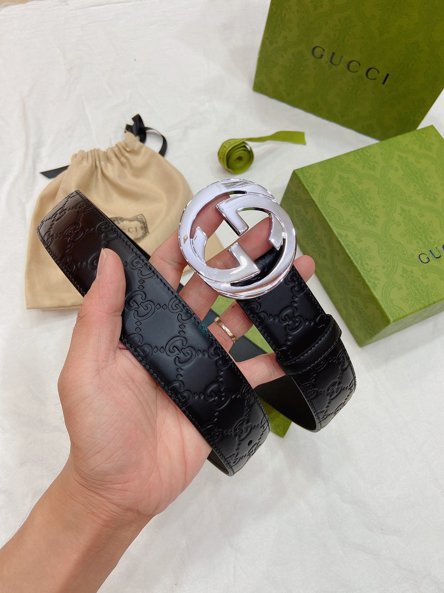 Gucci Male Leather Belt Top Grain Leather