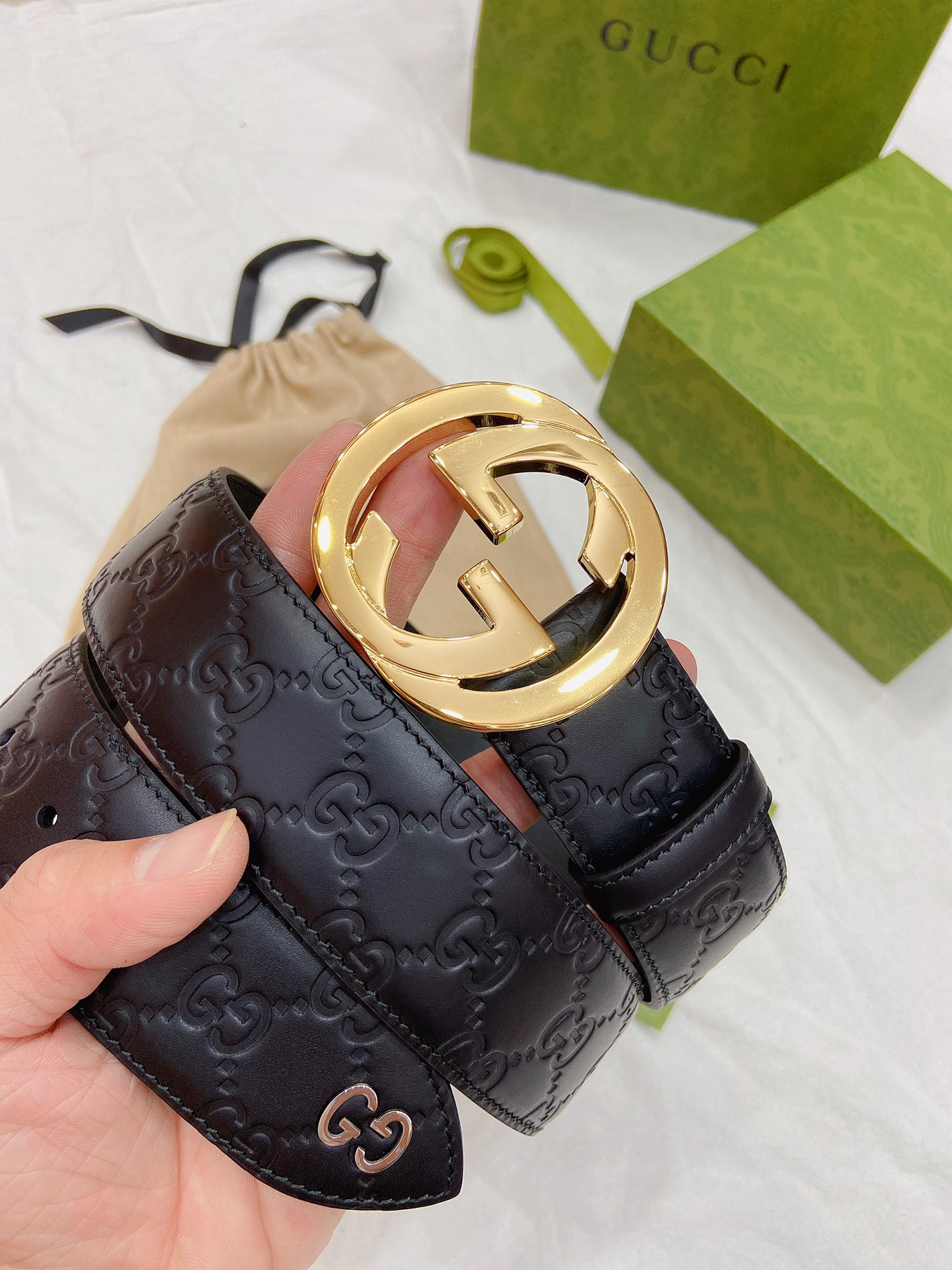 Gucci Male Leather Belt Top Grain Leather