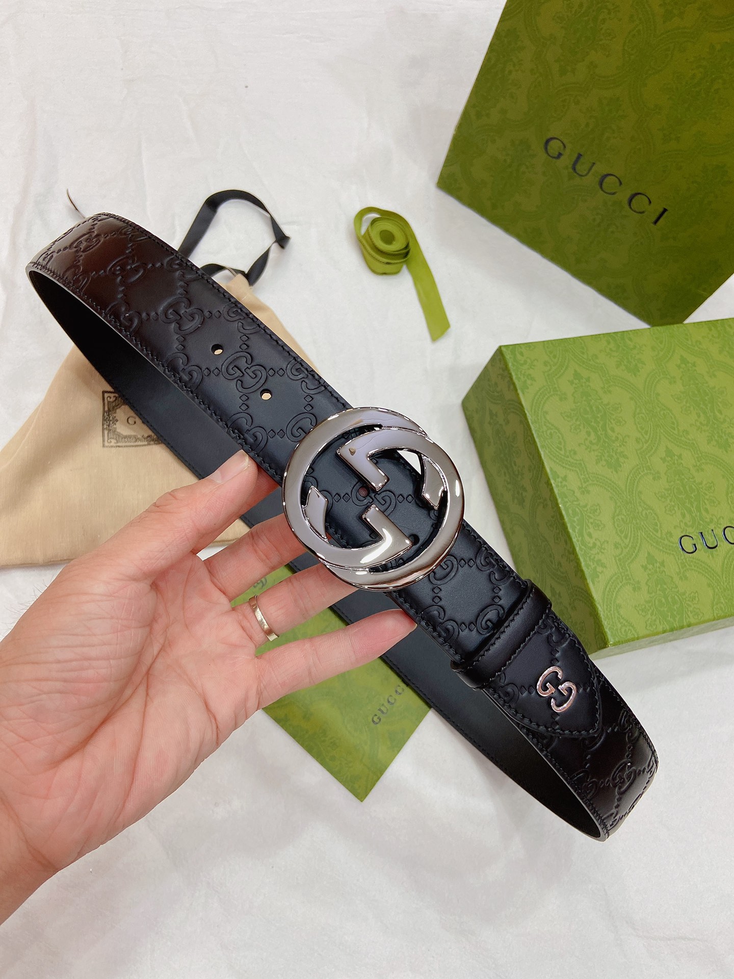Gucci Male Leather Belt Top Grain Leather