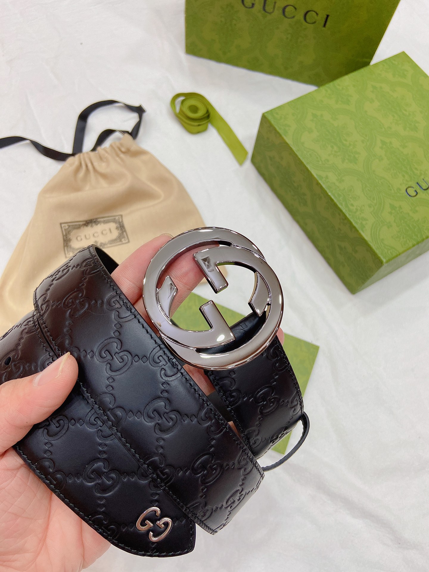 Gucci Male Leather Belt Top Grain Leather