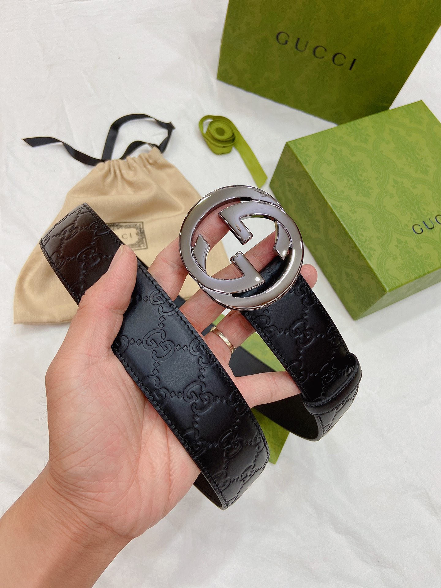 Gucci Male Leather Belt Top Grain Leather