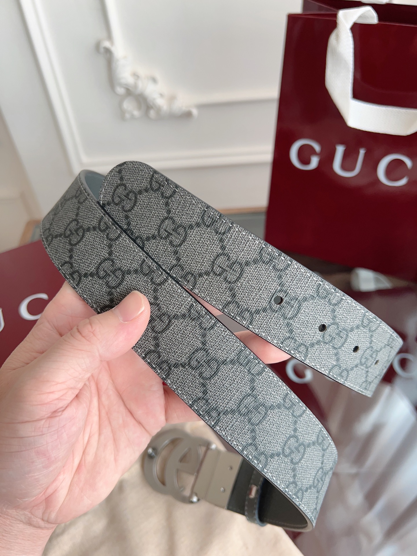 Gucci Basic Belt Gray S-m-l