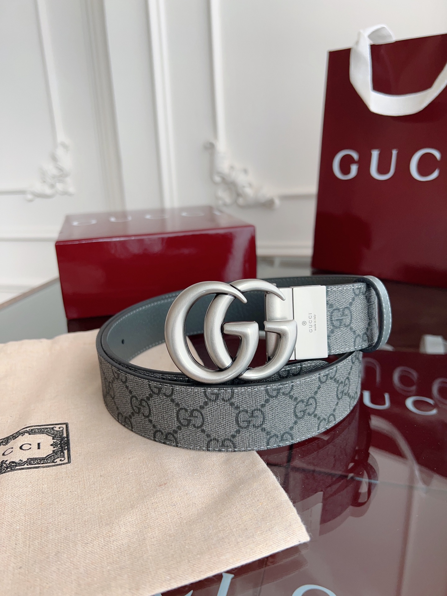 Gucci Basic Belt Gray S-m-l
