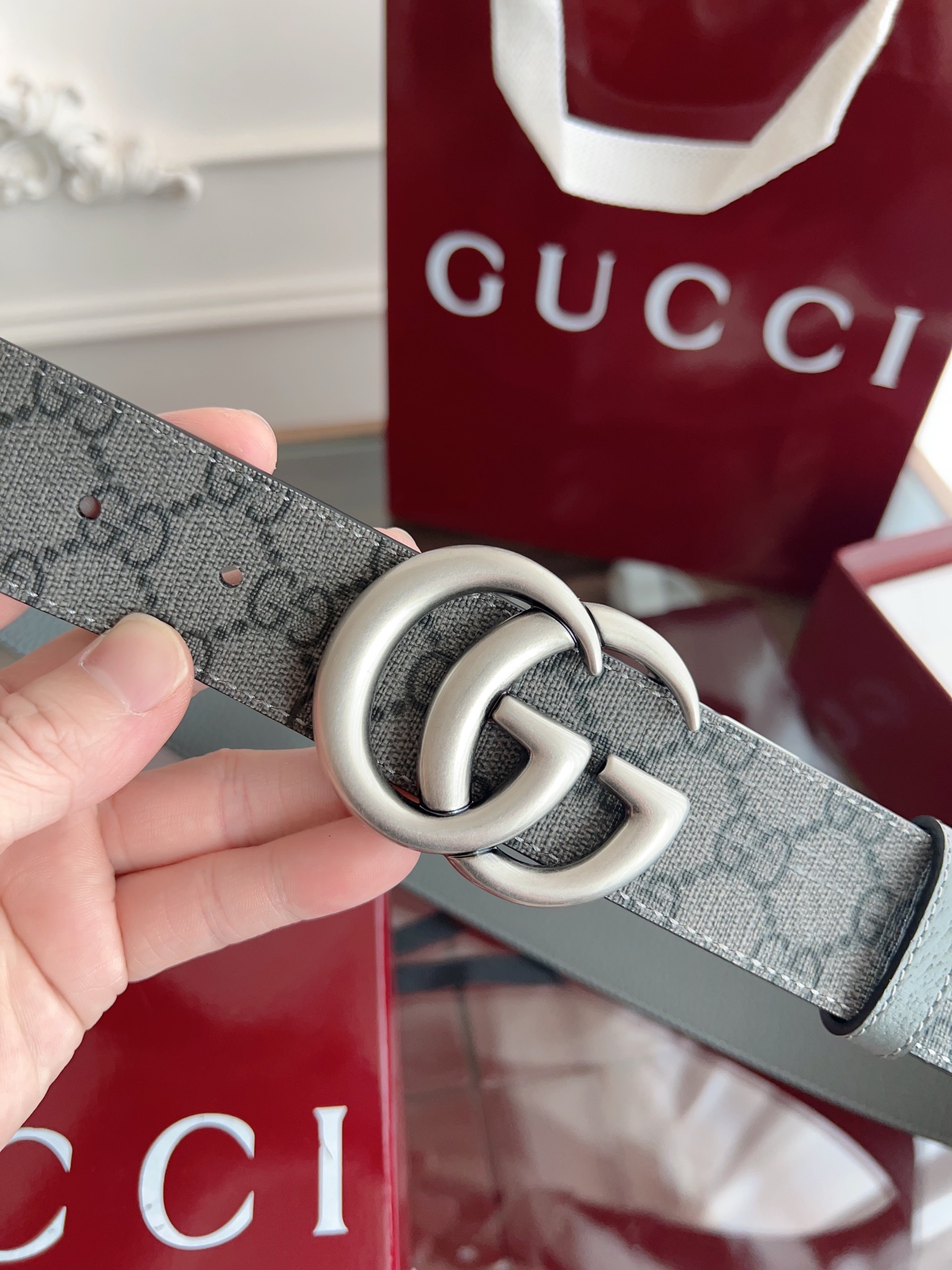 Gucci Basic Belt Gray S-m-l