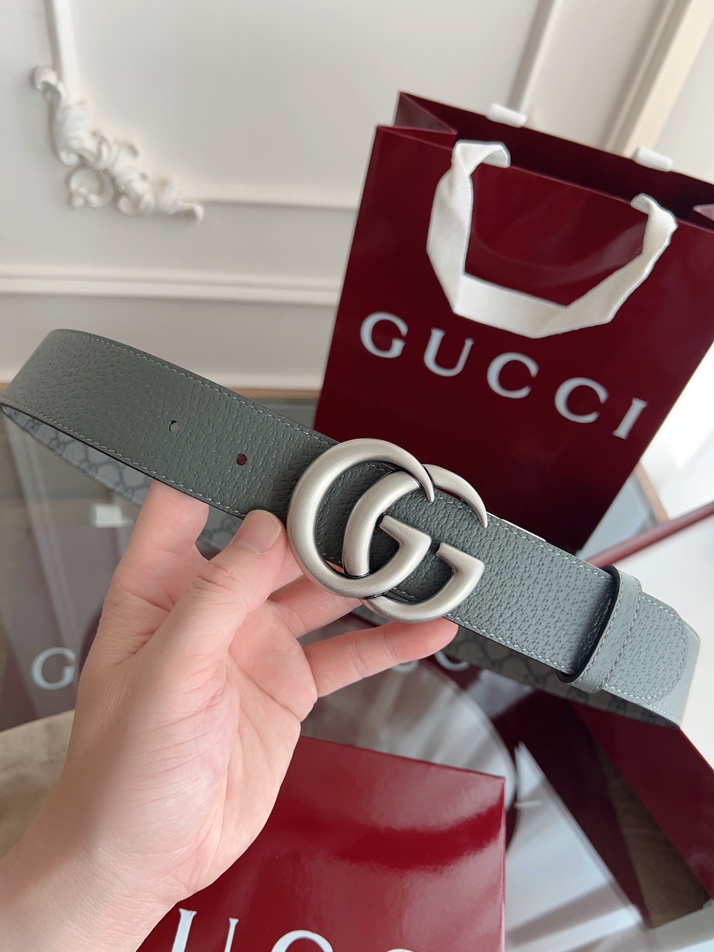 Gucci Basic Belt Gray S-m-l