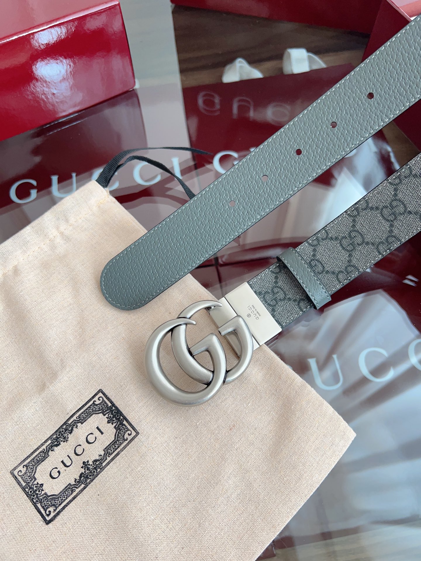 Gucci Basic Belt Gray S-m-l